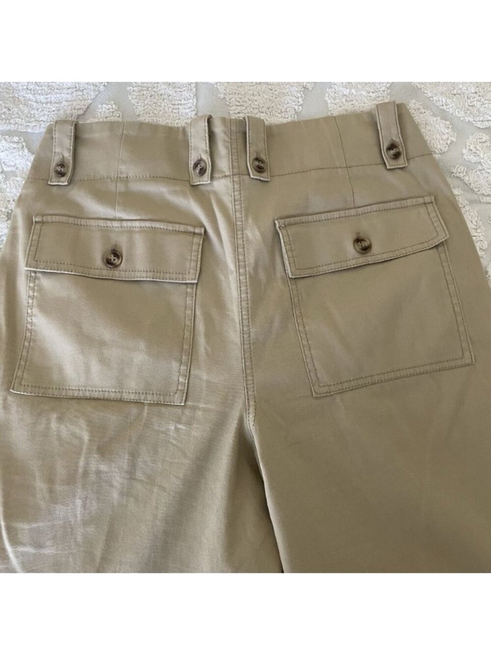 Chico's Pants 0.5R US Size 6R High Waisted Tan Trousers Wide leg Utility Safari - Picture 6 of 10